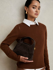 Women Suede Shoulder Bag in Chocolate