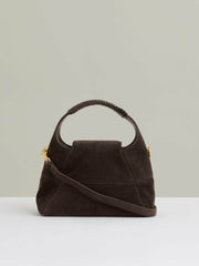 Women Suede Shoulder Bag in Chocolate