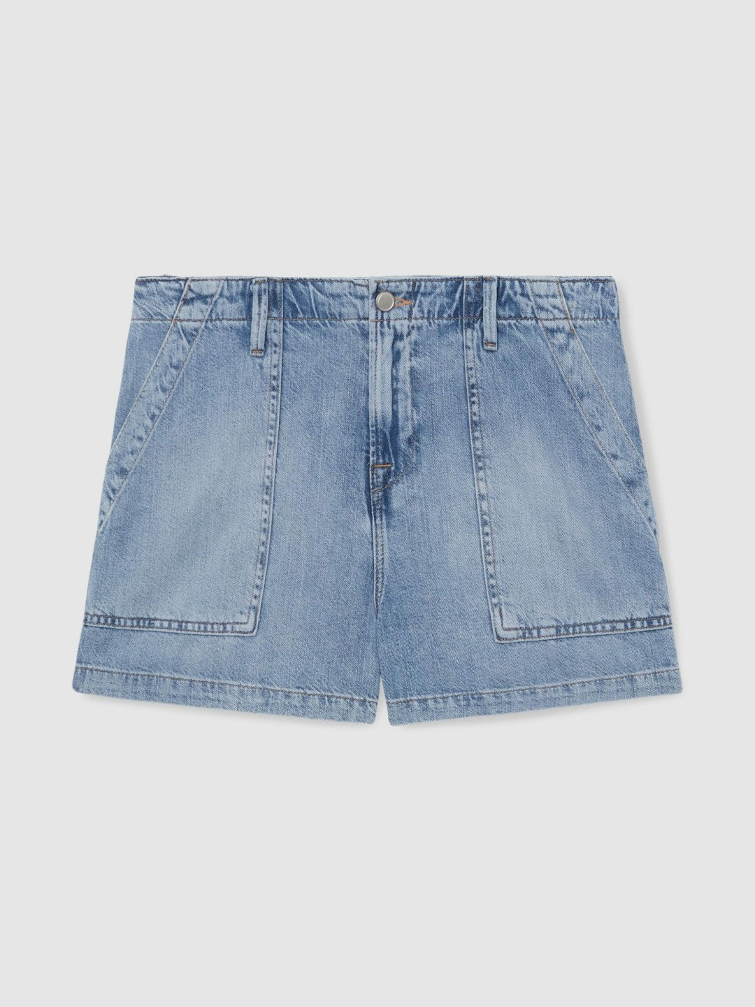 Women Good American Denim Shorts With Linen in Indigo Blue