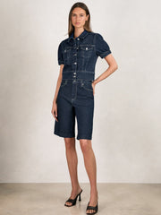Women Paige Denim Bermuda Shorts in Navy