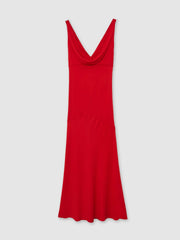 Women Cowl-Neck Sleeveless Maxi Dress in Red