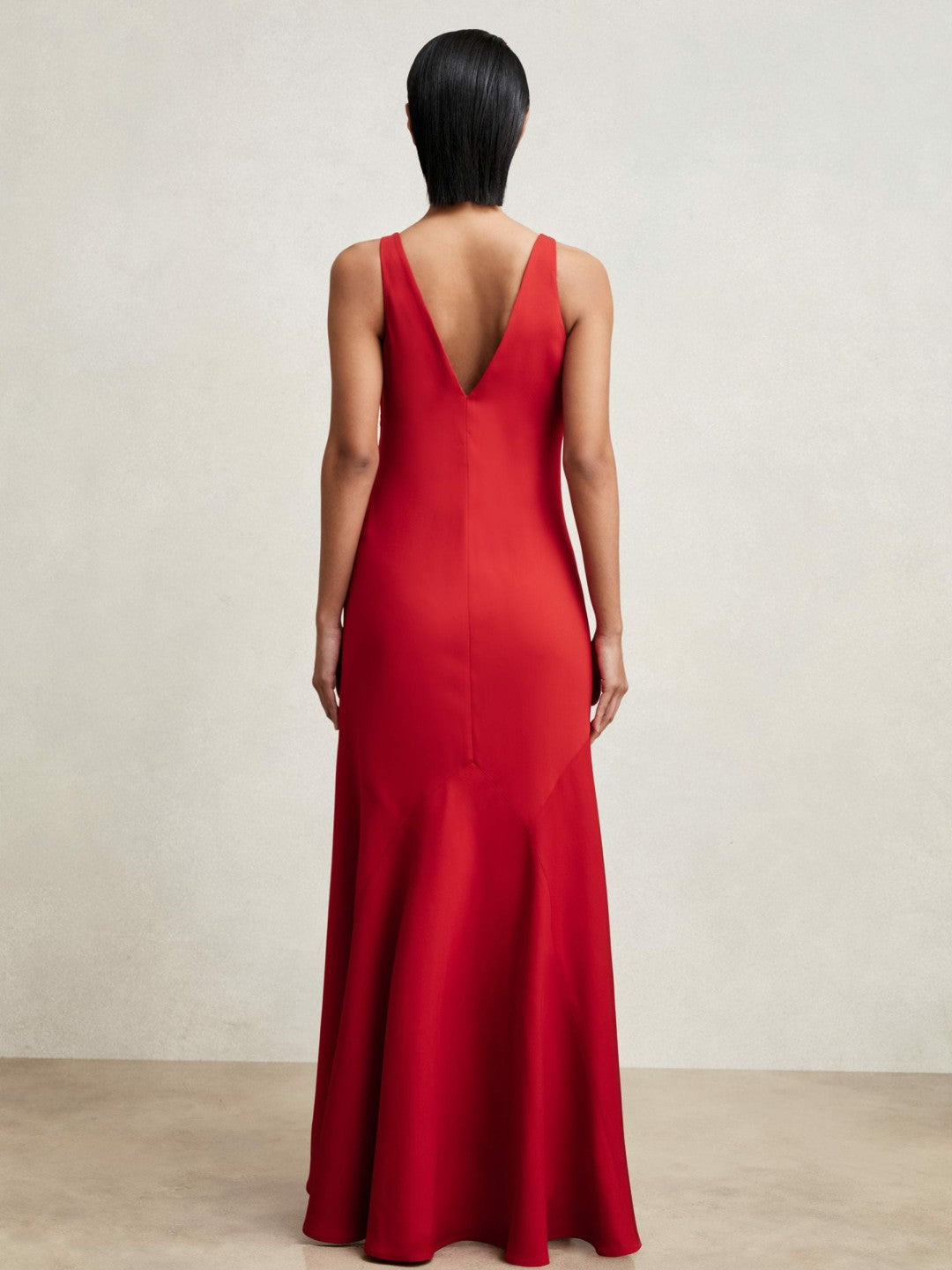 Women Cowl-Neck Sleeveless Maxi Dress in Red