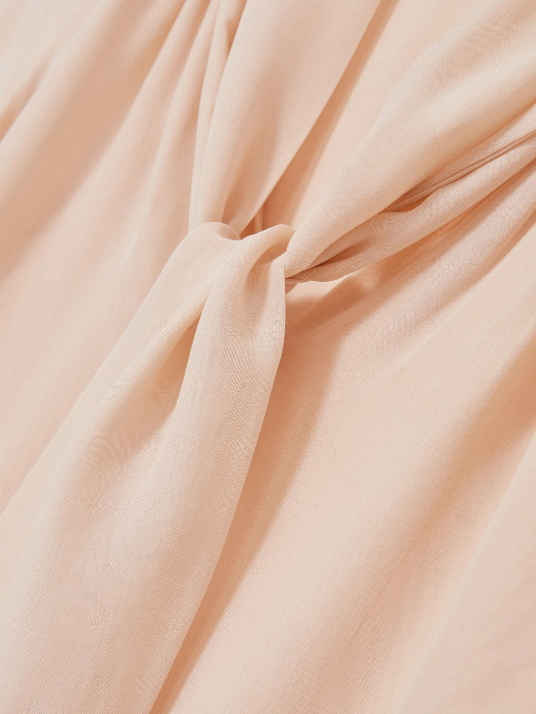 Women Silk Blend Chiffon Tie-Neck Blouse in Pale Pink