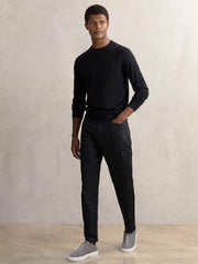 Men Cotton-Lyocell Cargo Trousers in Navy