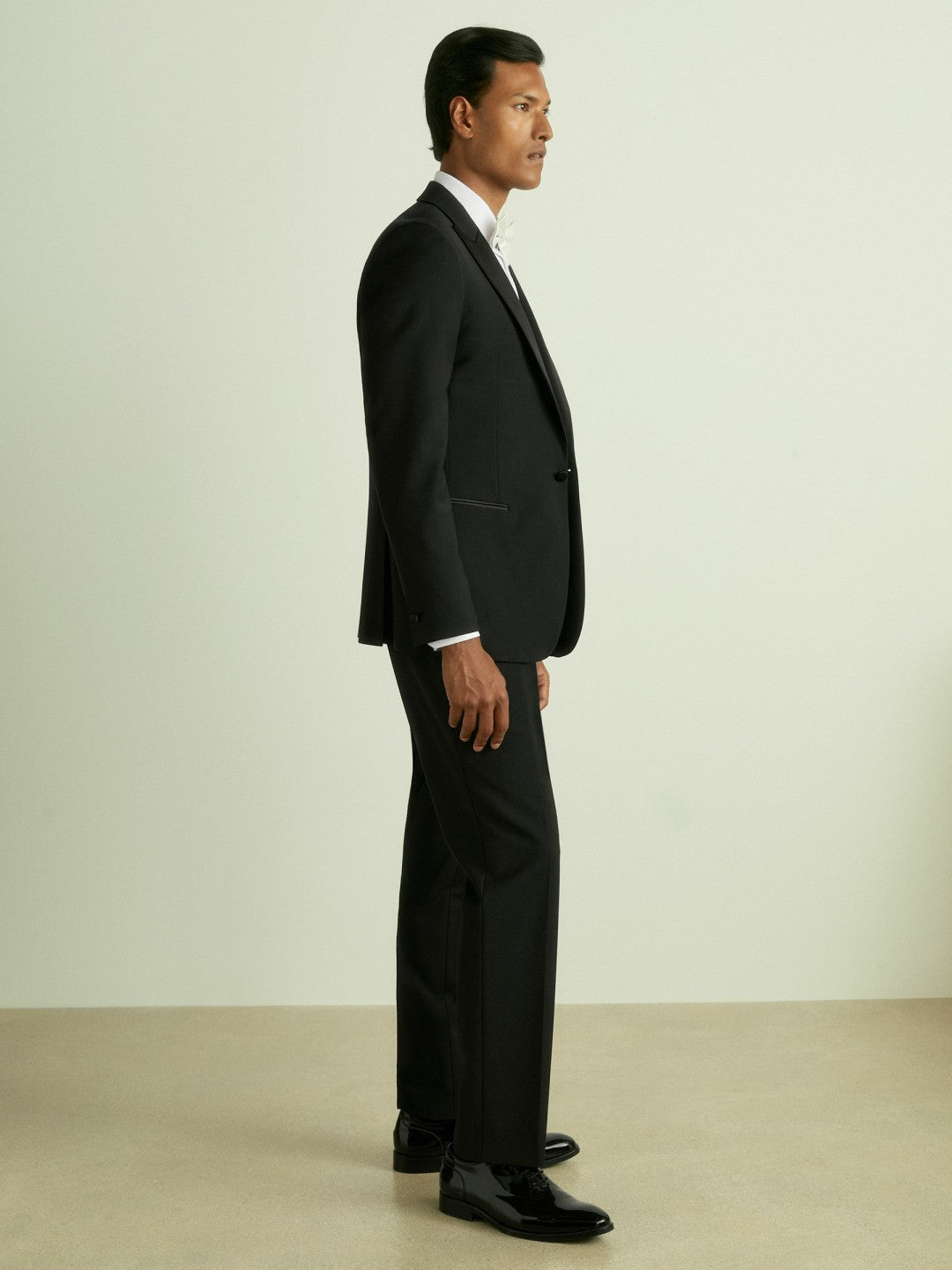 Men Wool-Blend Regular-Fit Tuxedo Trousers in Black