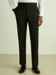 Men Wool-Blend Regular-Fit Tuxedo Trousers in Black