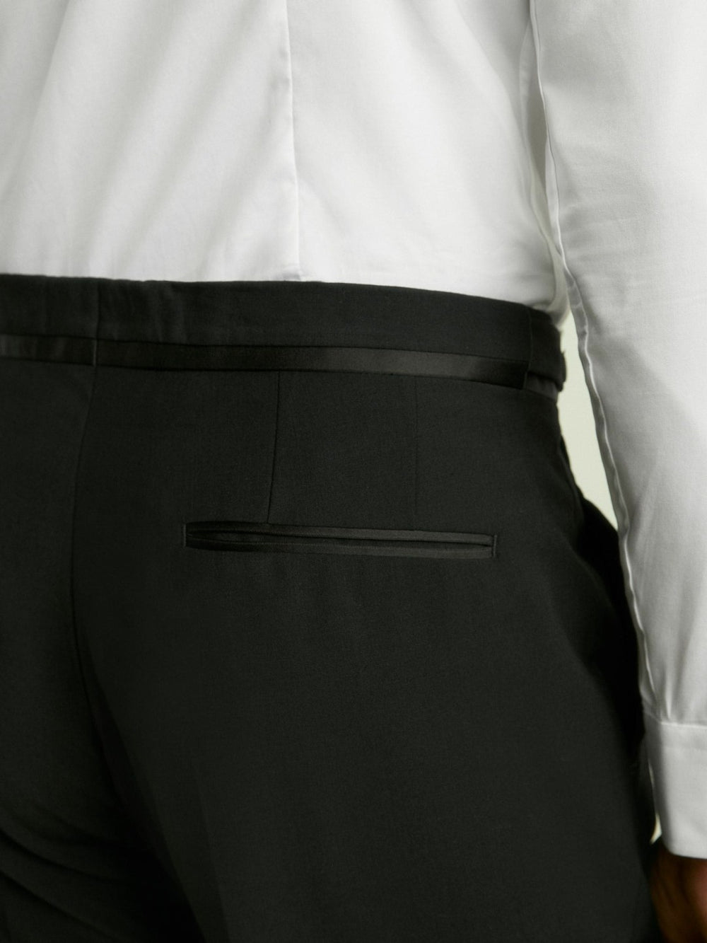 Men Wool-Blend Regular-Fit Tuxedo Trousers in Black
