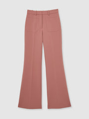 Women Twill Patch-Pocket Flared Trousers in Pink