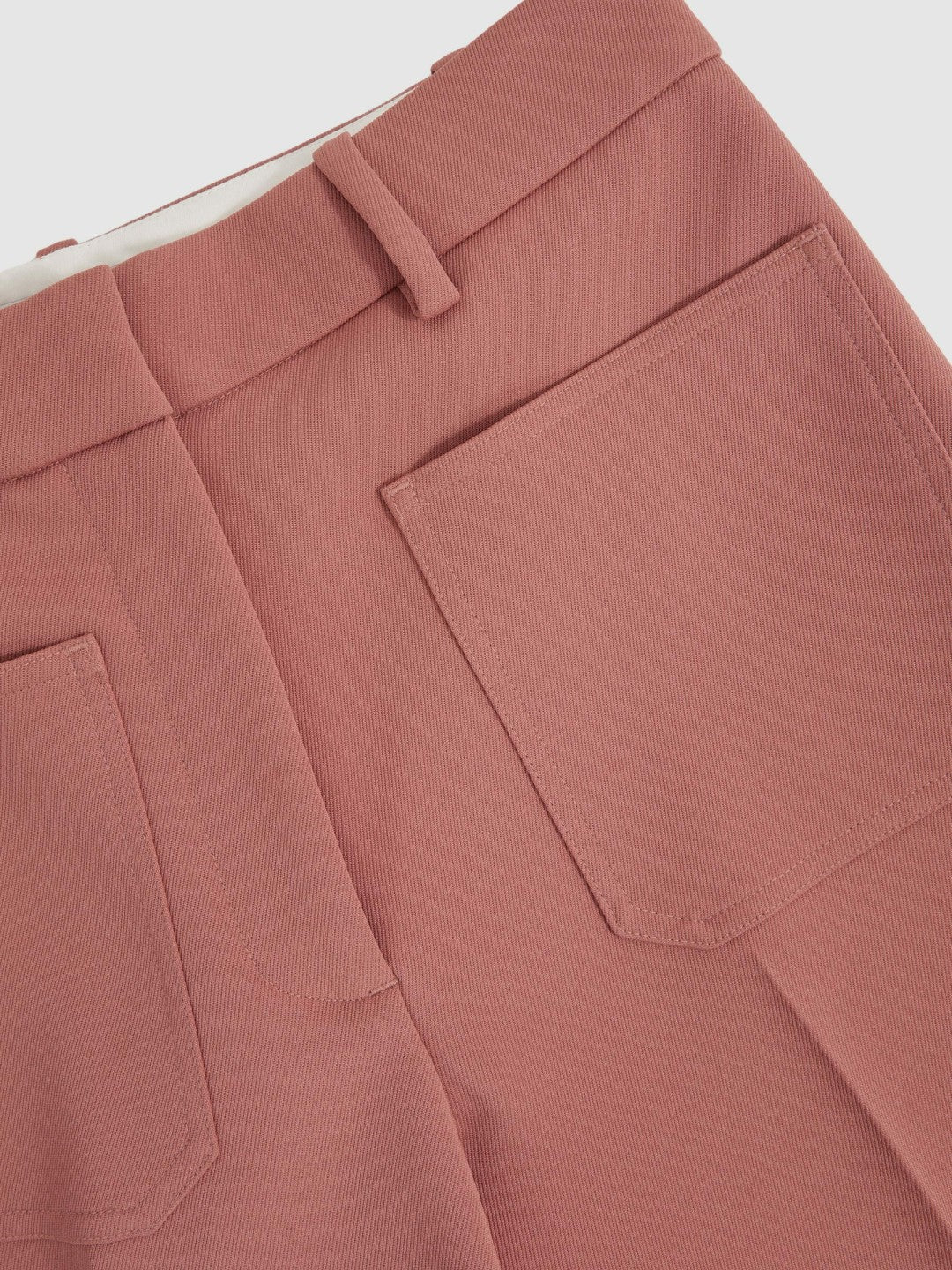 Women Twill Patch-Pocket Flared Trousers in Pink