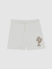 Children & Baby 13-14 yrs Cotton Blend Palm Embroidered Shorts in Off White