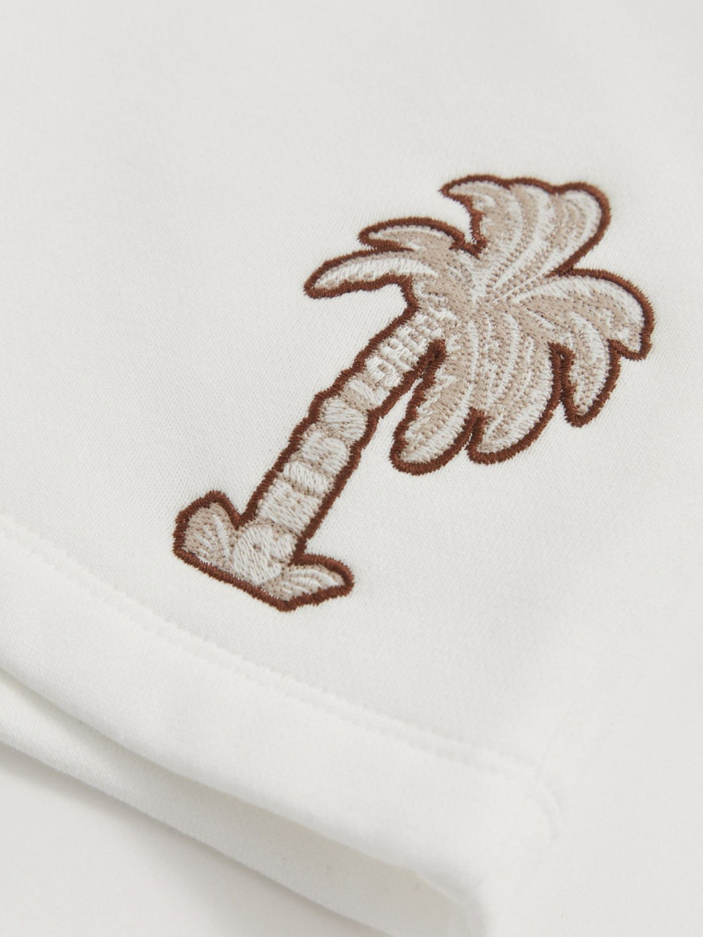 Children & Baby 13-14 yrs Cotton Blend Palm Embroidered Shorts in Off White