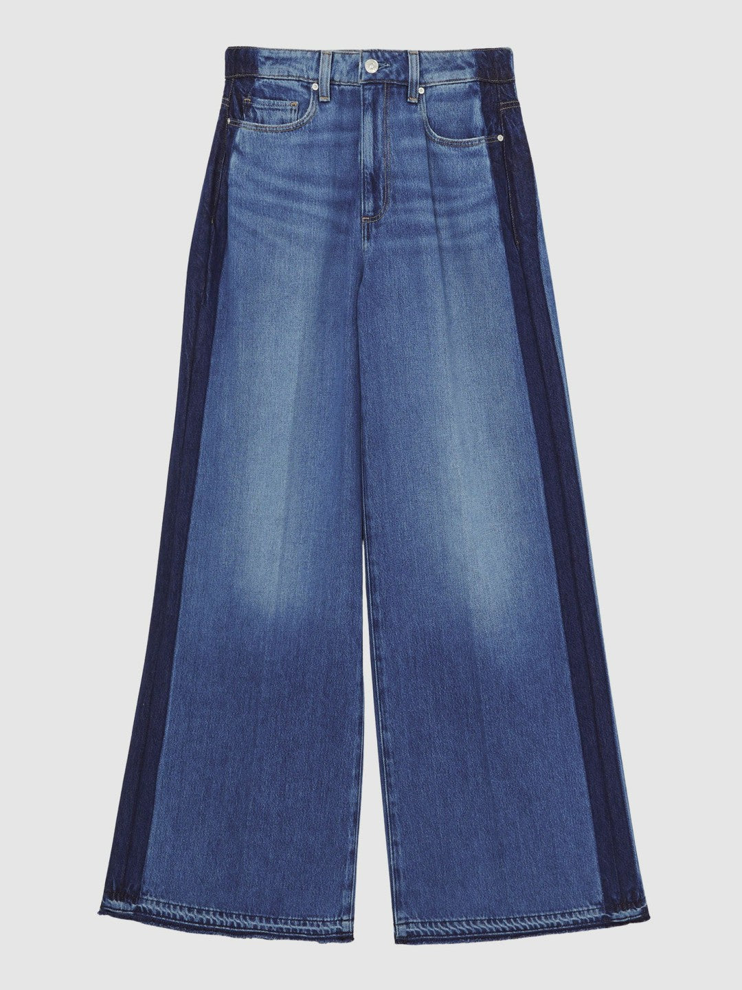 Women Paige Side Stripe Wide Leg Jeans in Navy/Blue Stripe