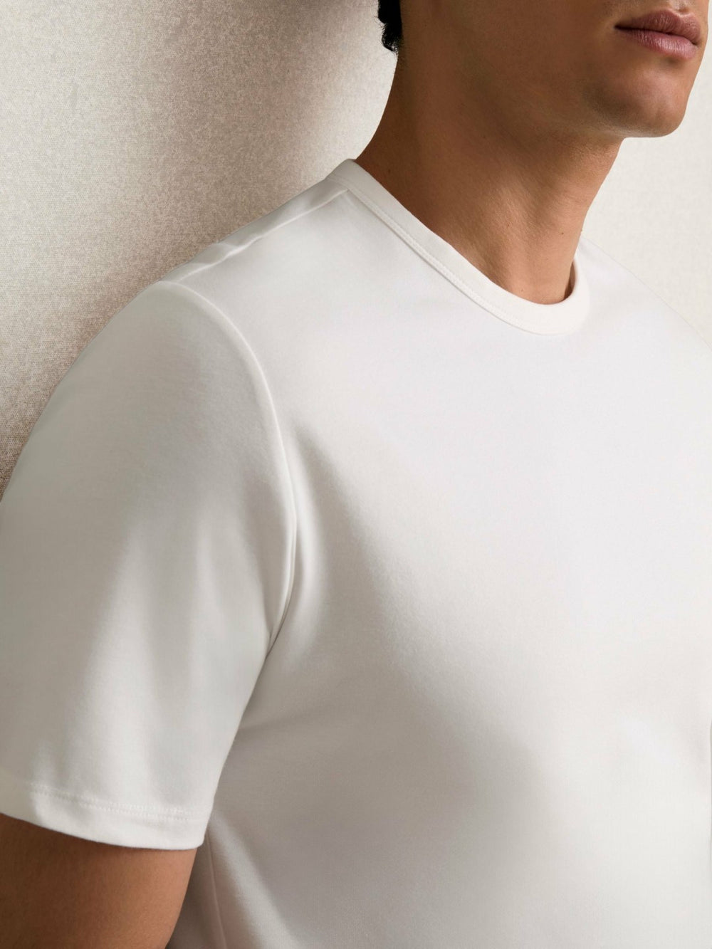 Men Stretch-Cotton Crew-Neck T-Shirt in White