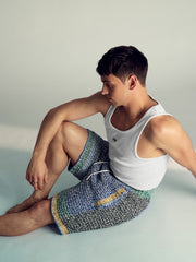 Men | Tom Daley Crochet Panel Shorts in Yellow/Green/Blue Multi