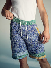 Men | Tom Daley Crochet Panel Shorts in Yellow/Green/Blue Multi