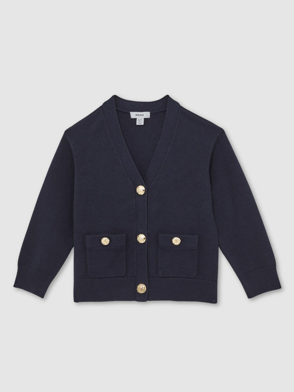 Children & Baby 9-13 yrs Knitted Embossed-Button Cardigan in Navy