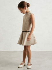 Children & Baby 9-13 yrs Drop Waist Belted Sleeveless Dress in Neutral