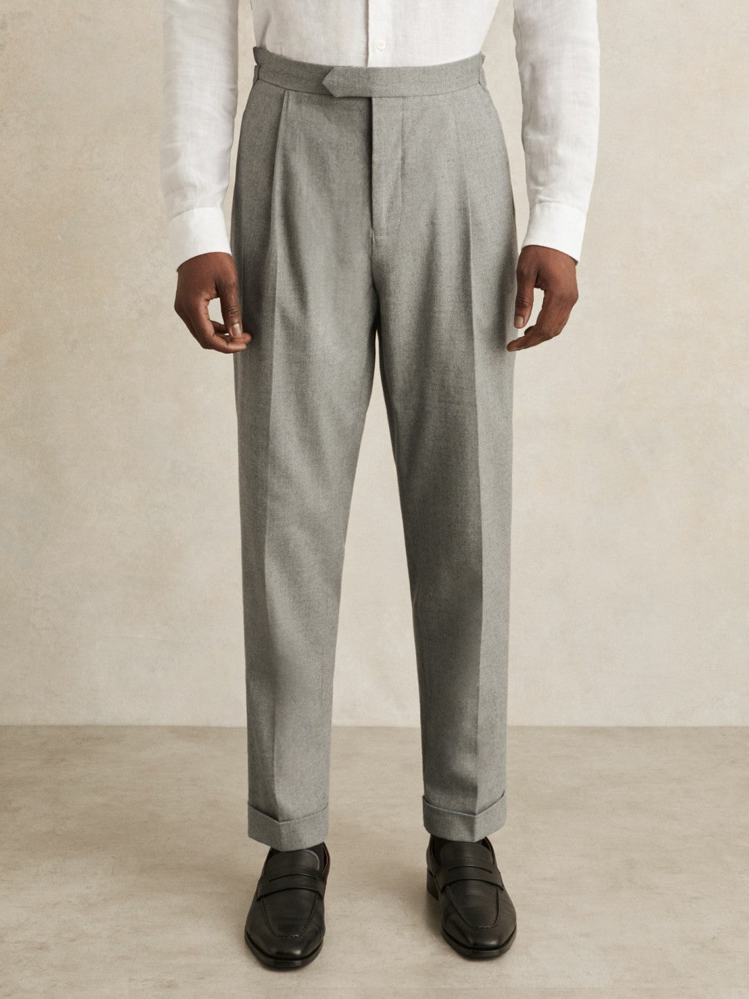 Men Regular Fit Herringbone Trousers With Cotton in Grey