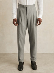Men Regular Fit Herringbone Trousers With Cotton in Grey