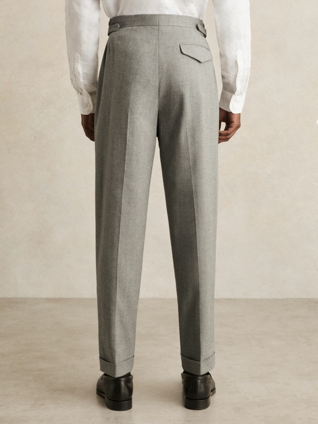Men Regular Fit Herringbone Trousers With Cotton in Grey