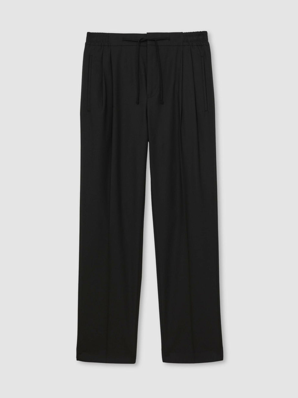 Men Relaxed-Fit Twill Drawstring Trousers in Black