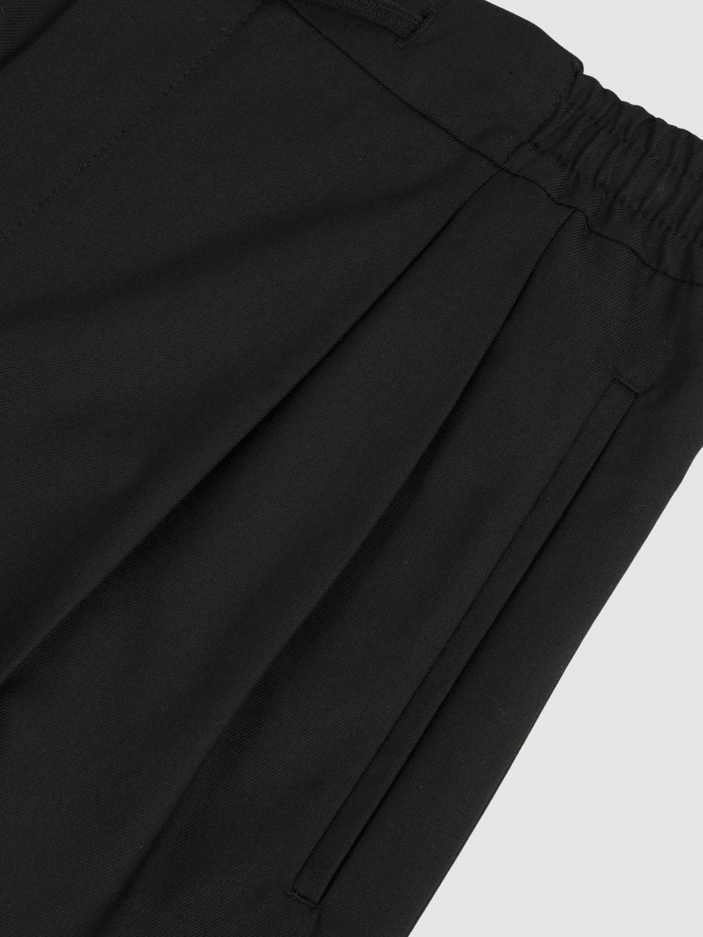 Men Relaxed-Fit Twill Drawstring Trousers in Black