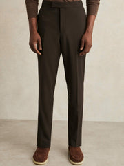 Men Slim-Fit Internal-Drawstring Trousers in Brown
