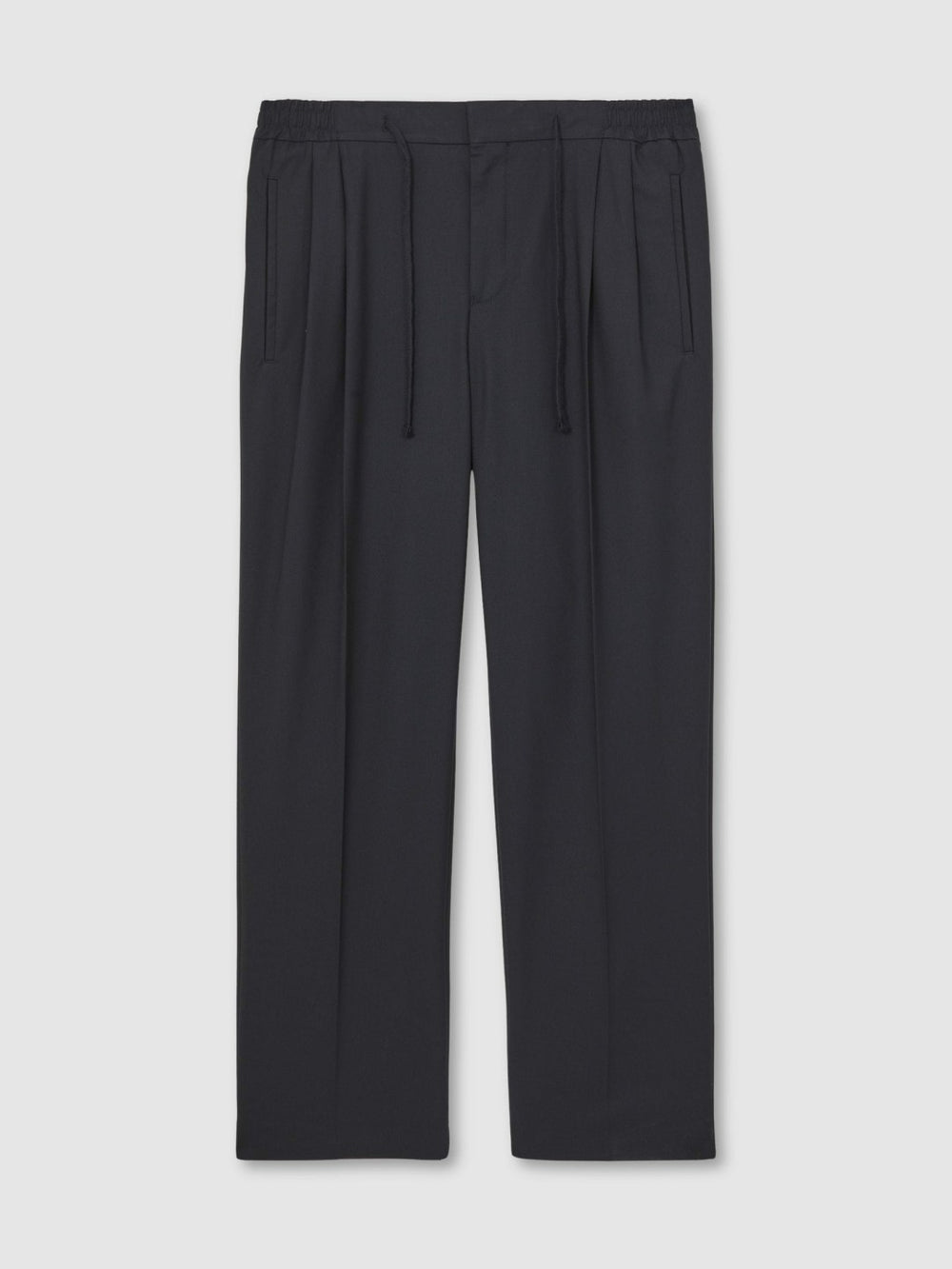 Men Relaxed-Fit Twill Drawstring Trousers in Navy
