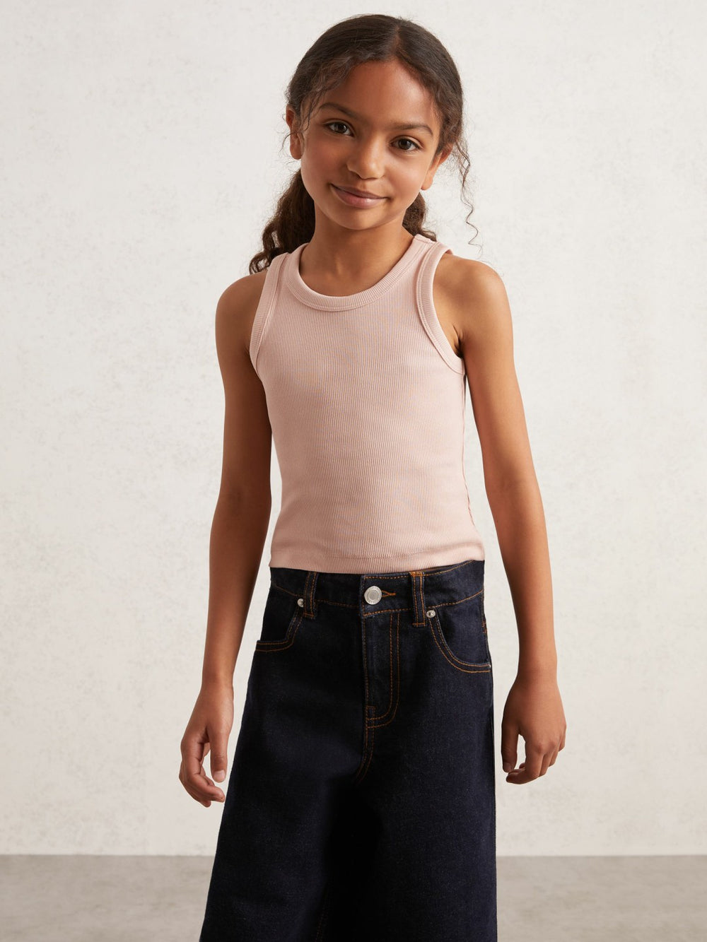 Children & Baby 9-13 yrs Stretch-Cotton Ribbed Vest in Pink
