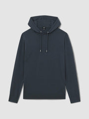 Men Merino Wool Drawstring Hoodie in Midnight Navy