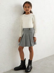 Children & Baby Houndstooth Check Pleated Skirt in Black/White