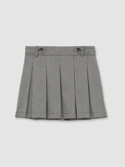 Children & Baby Houndstooth-Check Pleated Skirt in Black/White