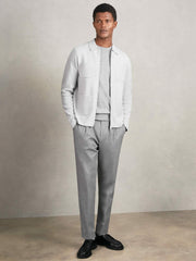 Men Four-Pocket Zip-Through Cardigan in Soft Grey