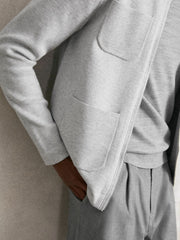 Men Four-Pocket Zip-Through Cardigan in Soft Grey