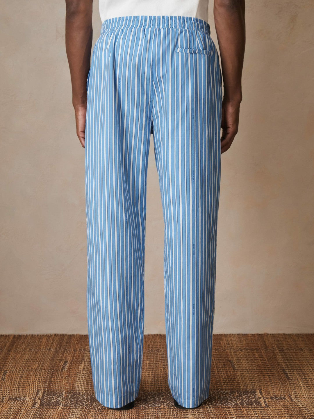 Men | Ché Poplin Stripe Trousers in Bright Blue/White