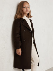 Children & Baby 13-14 yrs Double-Breasted Blindseam Wool-Blend Coat in Chocolate Brown