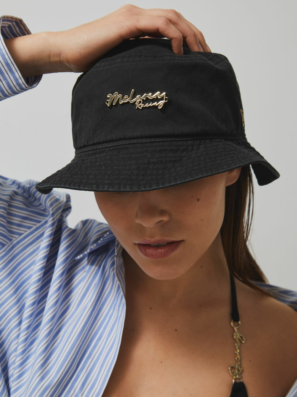 Men Unisex Fit McLaren Racing Cotton Bucket Hat in Black