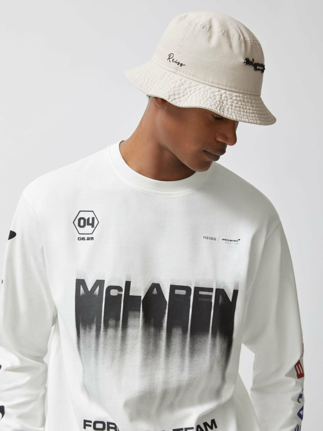 Men Unisex Fit McLaren Racing Cotton Bucket Hat in Stone