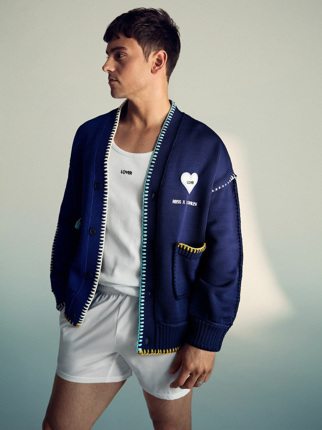 Men | Tom Daley Lover Knit Cardigan in Navy Blue