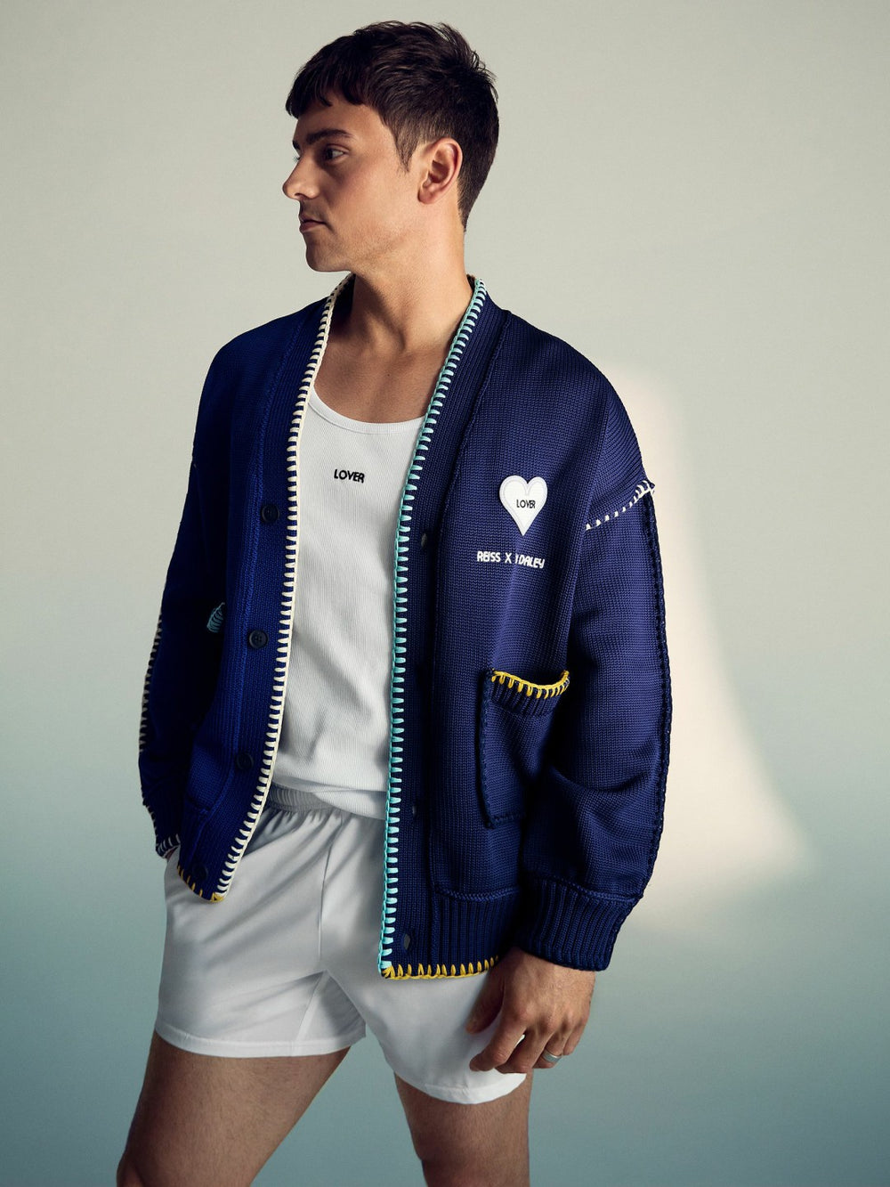 Men | Tom Daley Lover Knit Cardigan in Navy Blue