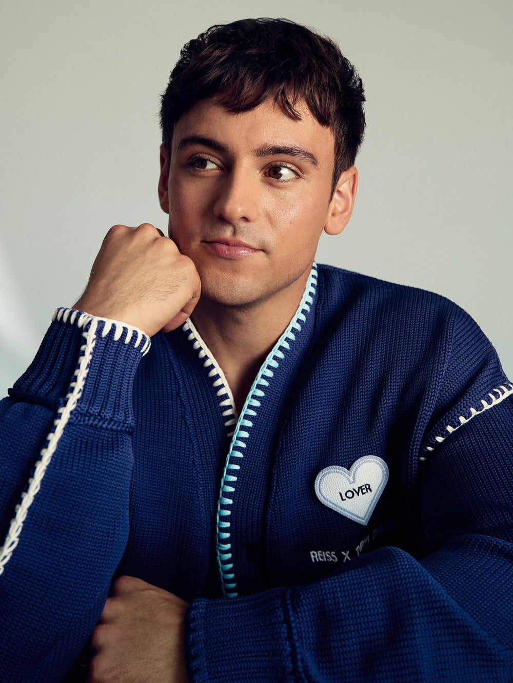Men | Tom Daley Lover Knit Cardigan in Navy Blue