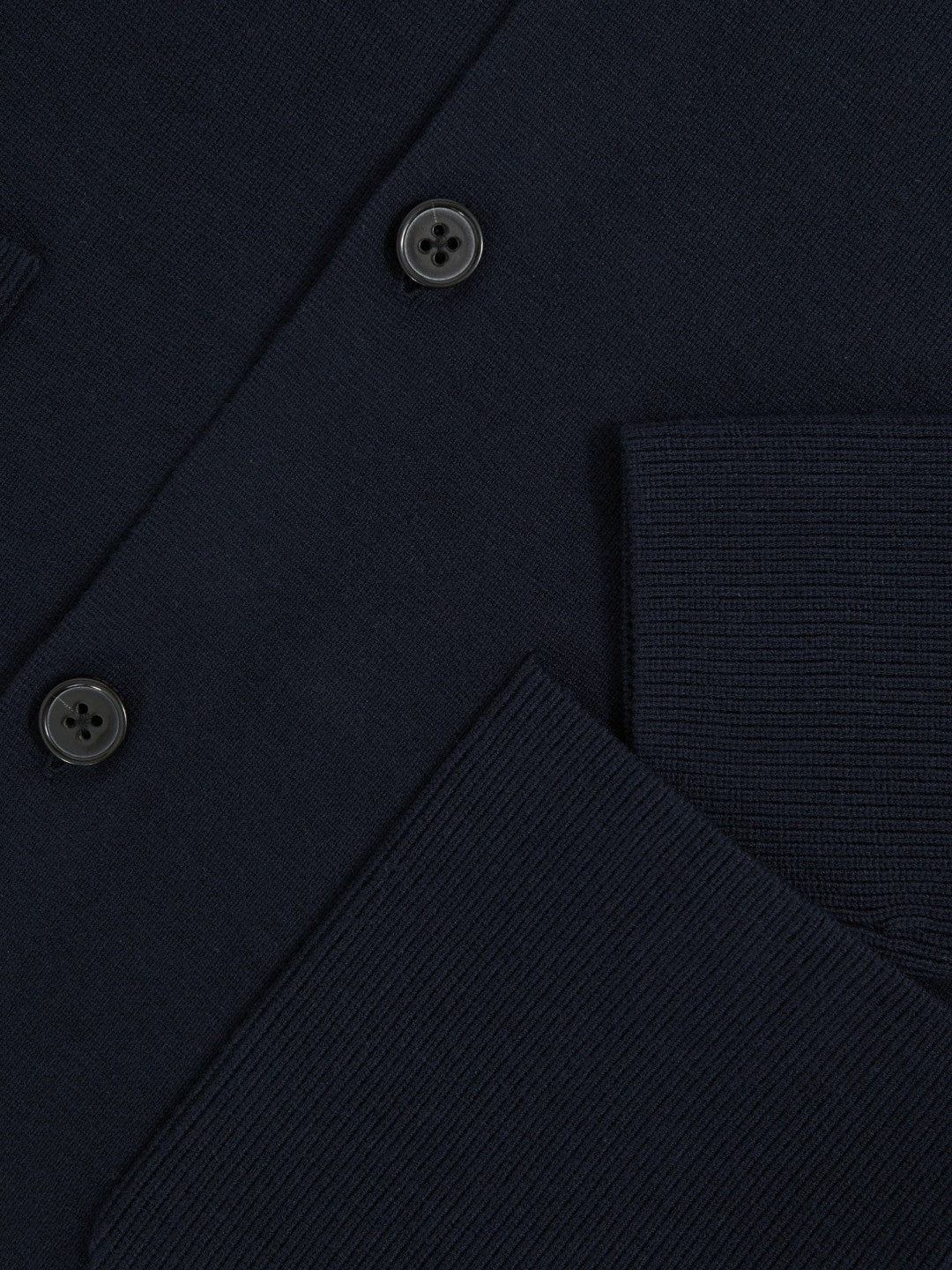 Men Button-Through Ribbed-Sleeve Shirt in Navy Blue