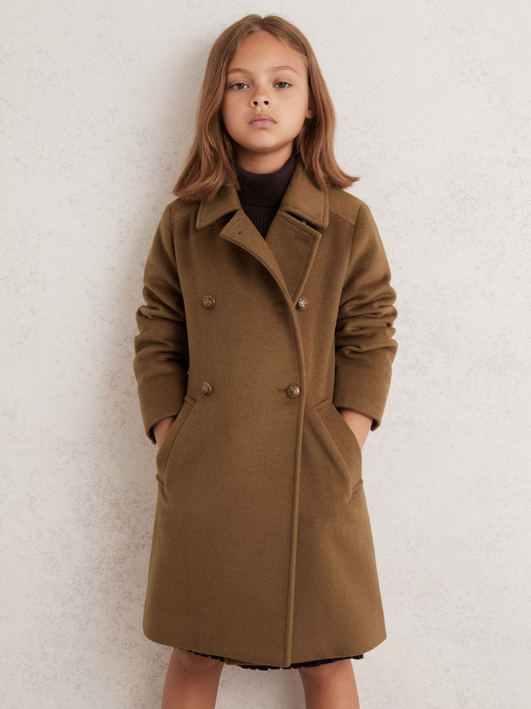 Children & Baby 9-13 yrs Wool-Blend Double-Breasted Coat in Camel