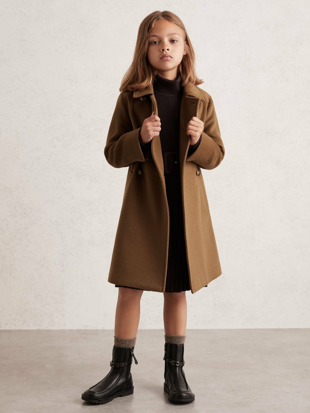 Children & Baby 9-13 yrs Wool-Blend Double-Breasted Coat in Camel