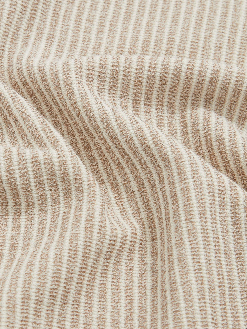 Men Cotton-Blend Stripe Polo Shirt in Ecru/Taupe Brown