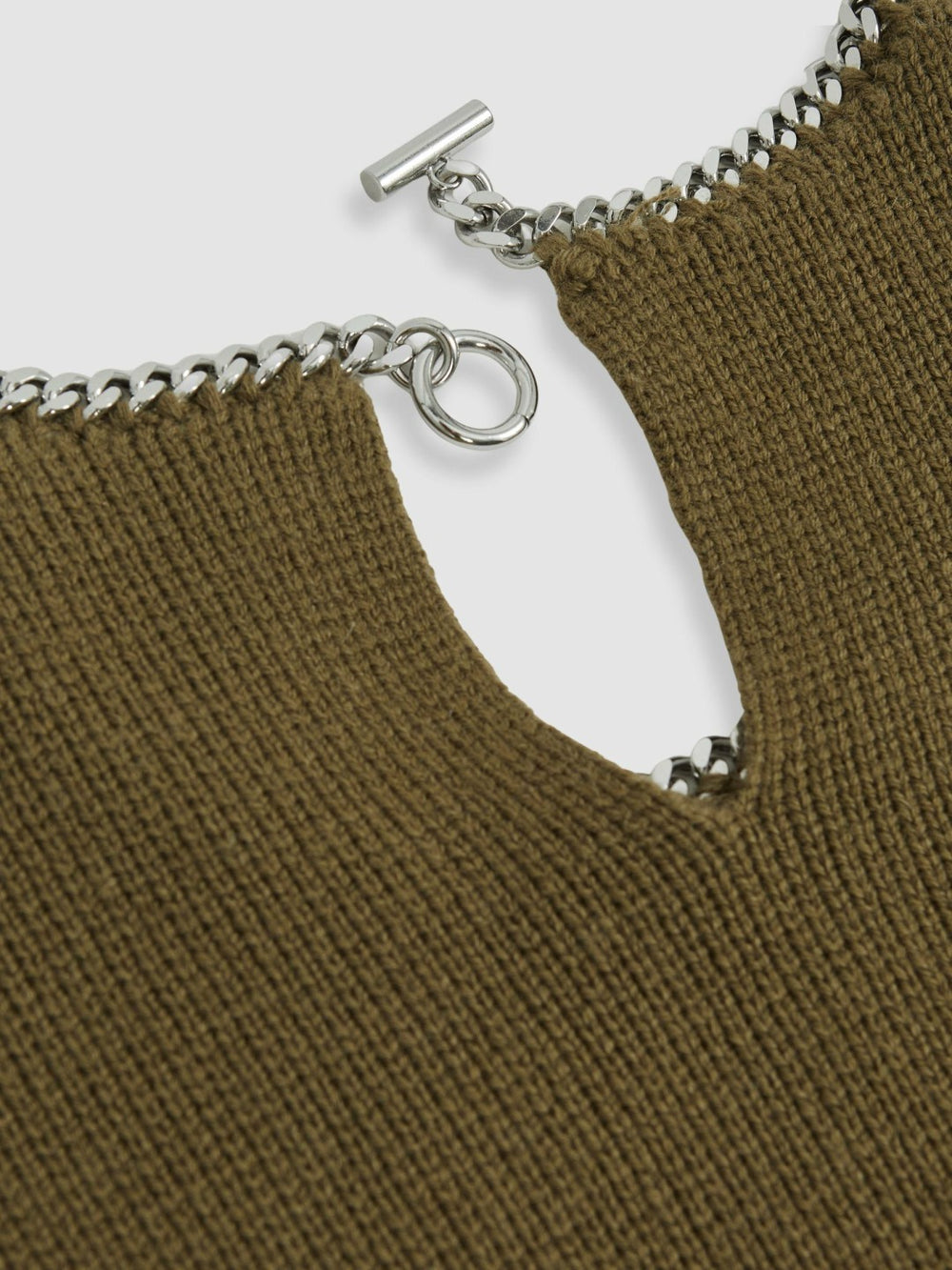 Women Wool-Blend Necklace-Trim Jumper with Cashmere in Sage Green