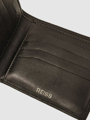 Men Leather Large Lattice-Effect Wallet in Dark Brown