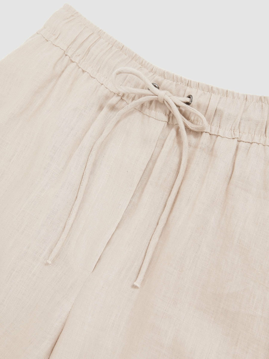 Women Petite Linen-Blend Wide-Leg Trousers in Neutral