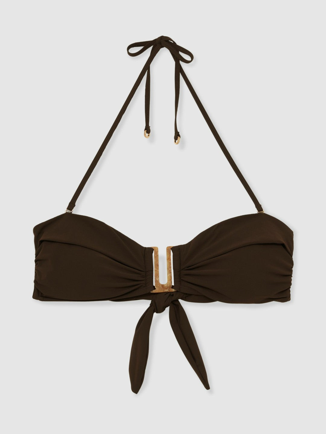 Women Removable Strap Bandeau Bikini Top in Chocolate