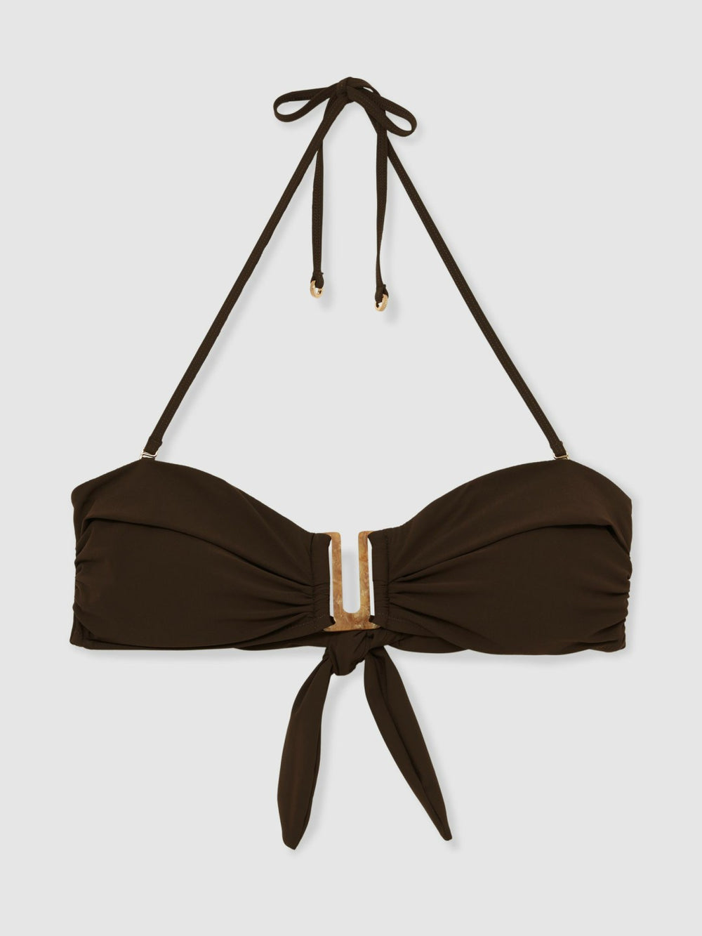 Women Removable Strap Bandeau Bikini Top in Chocolate